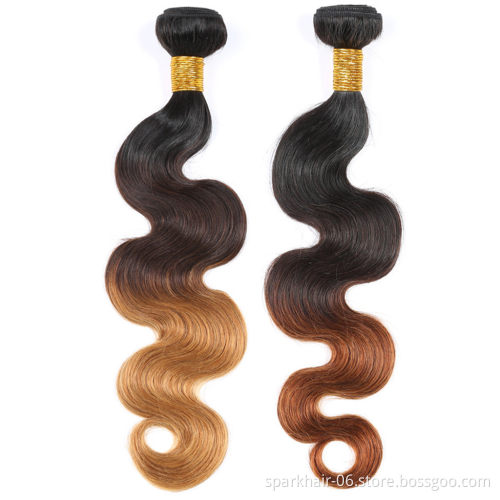 SPARK Ombre Remy Human Hair Bundles Straight Body Deep Bouncy Loose Water Wave Kinky Yaki Afro Curly Factory Wholesale Vendor